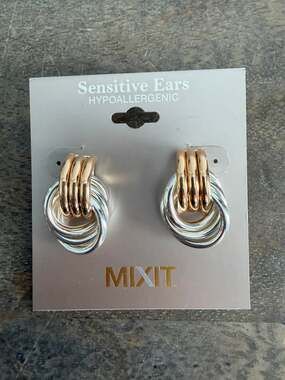 New MixIt Two Tone Gold & Silver Interlocking Drop Earrings